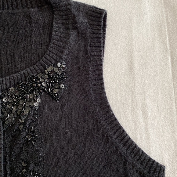Loy and Ford Cashmere Silk button front sleeveless sweater vest beaded sequin 10 - Picture 5 of 12
